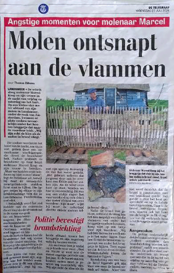 molen ontsnapt aan de vlammen Molen ontsnapt aan de vlammen